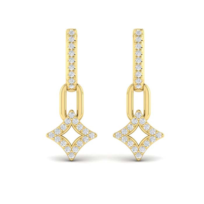 Vlora Estrella Diamond Link Earrings with Star Drop in 14K Yellow Gold