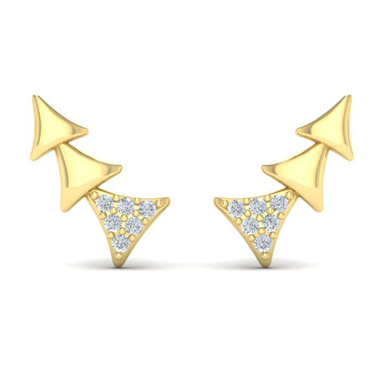 Vlora Miravel Diamonds and Multi Trinity Ear Climber Earrings in 14K Yellow Gold