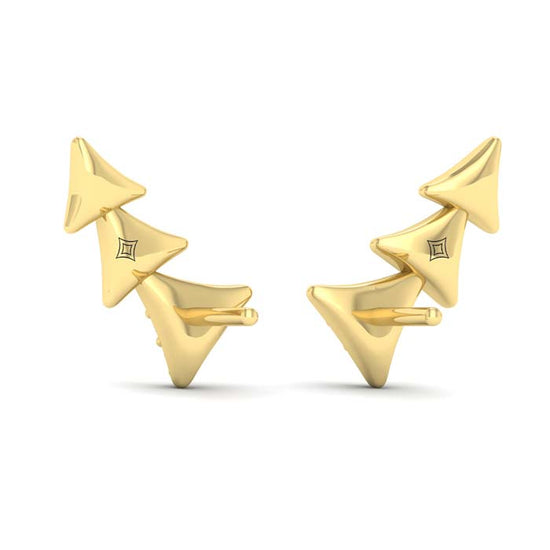 Vlora Miravel Diamonds and Multi Trinity Ear Climber Earrings in 14K Yellow Gold