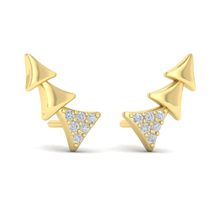 Vlora Miravel Diamonds and Multi Trinity Ear Climber Earrings in 14K Yellow Gold