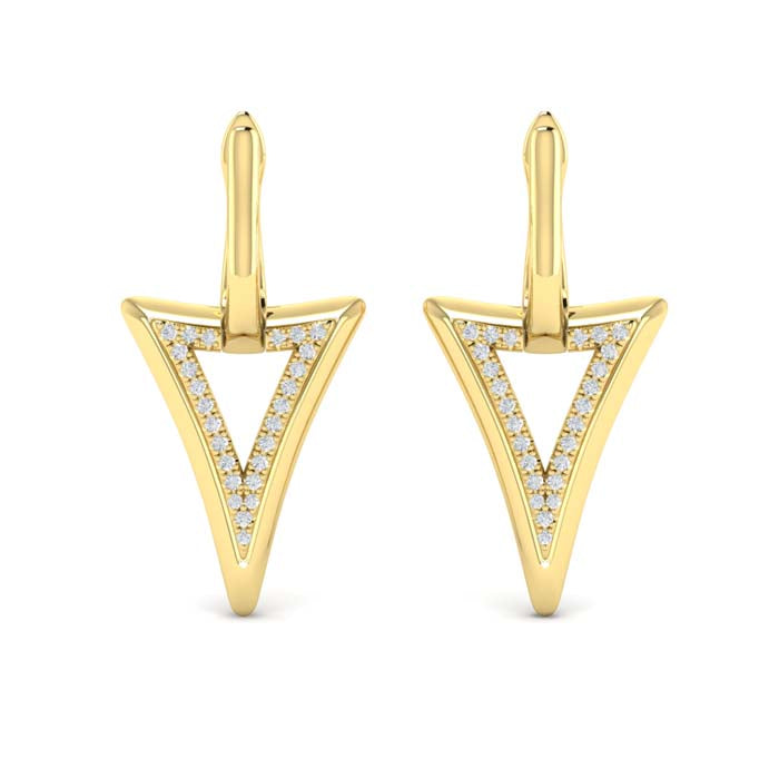 Vlora Miravel Diamond Open Double Trinity Huggie Earrings in 14K Yellow Gold