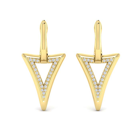 Vlora Miravel Diamond Open Double Trinity Huggie Earrings in 14K Yellow Gold