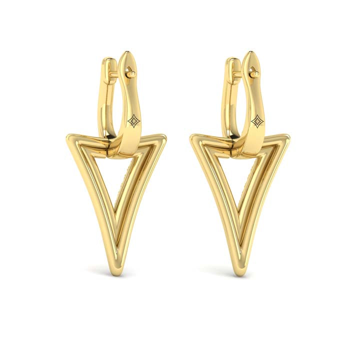 Vlora Miravel Diamond Open Double Trinity Huggie Earrings in 14K Yellow Gold