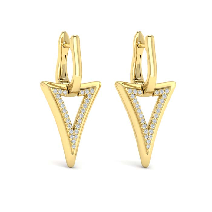 Vlora Miravel Diamond Open Double Trinity Huggie Earrings in 14K Yellow Gold