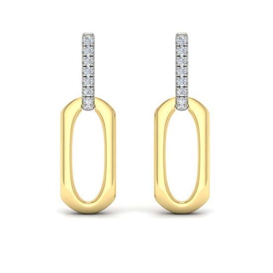 Vlora Diamond Accent North South Open Oval Pendant Link Earrings in 14K Yellow and White Gold