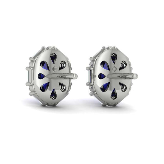 Vlora Adella Sapphire and Diamond Stud Earrings in 14K White Gold