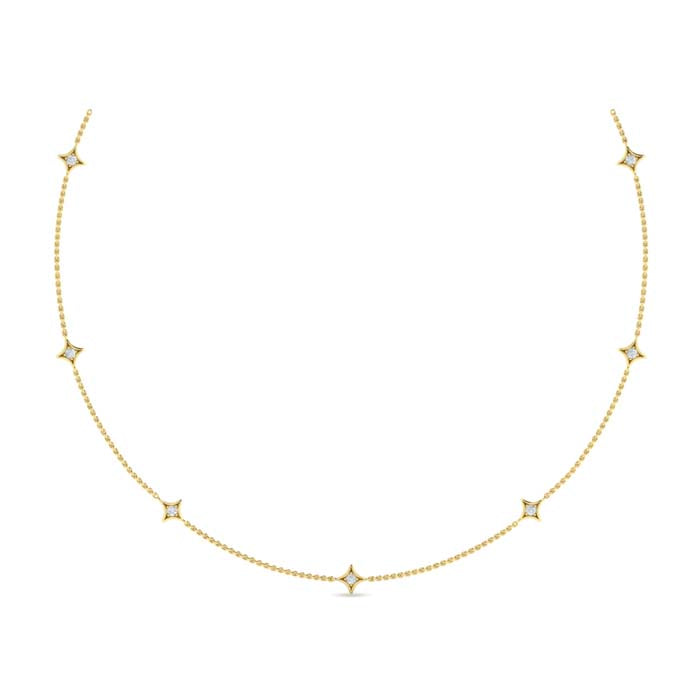 Vlora Estrella Multi Diamond Star Necklace in 14K Yellow Gold