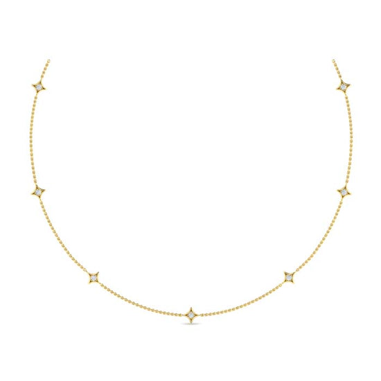 Vlora Estrella Multi Diamond Star Necklace in 14K Yellow Gold