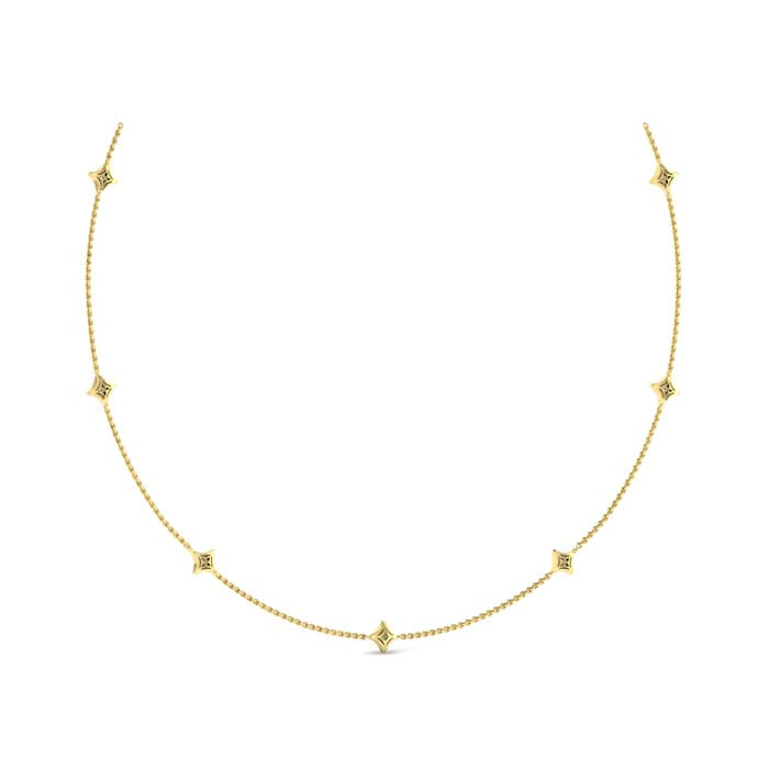 Vlora Estrella Multi Diamond Star Necklace in 14K Yellow Gold