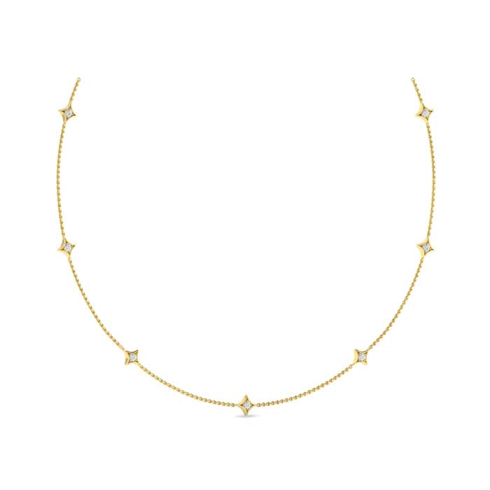 Vlora Estrella Multi Diamond Star Necklace in 14K Yellow Gold