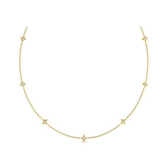 Vlora Estrella Multi Diamond Star Necklace in 14K Yellow Gold