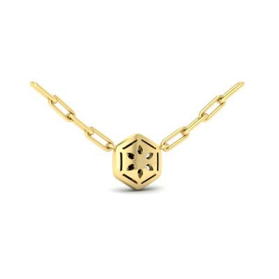 Vlora Serafina Diamond Cluster Single Honeycomb Link Necklace in 14K Yellow Gold