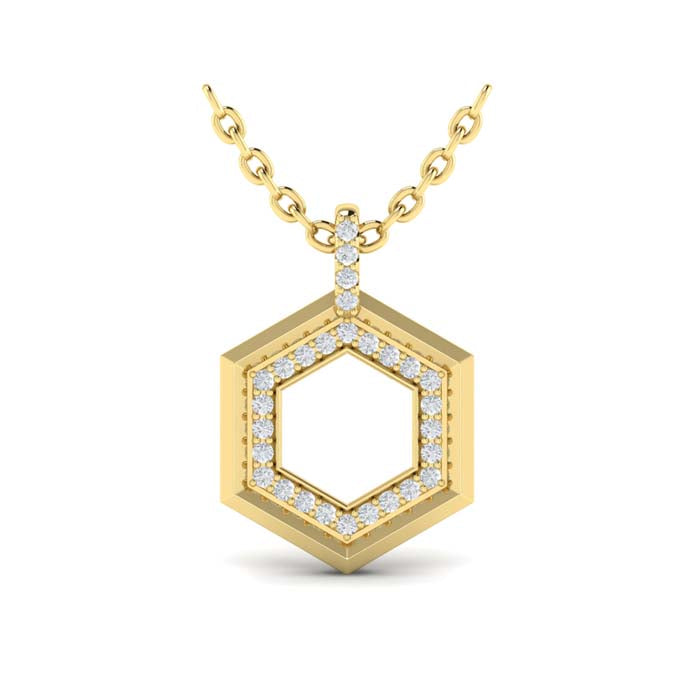 Vlora Serafina Diamond Open Honeycomb Pendant Necklace in 14K Yellow Gold