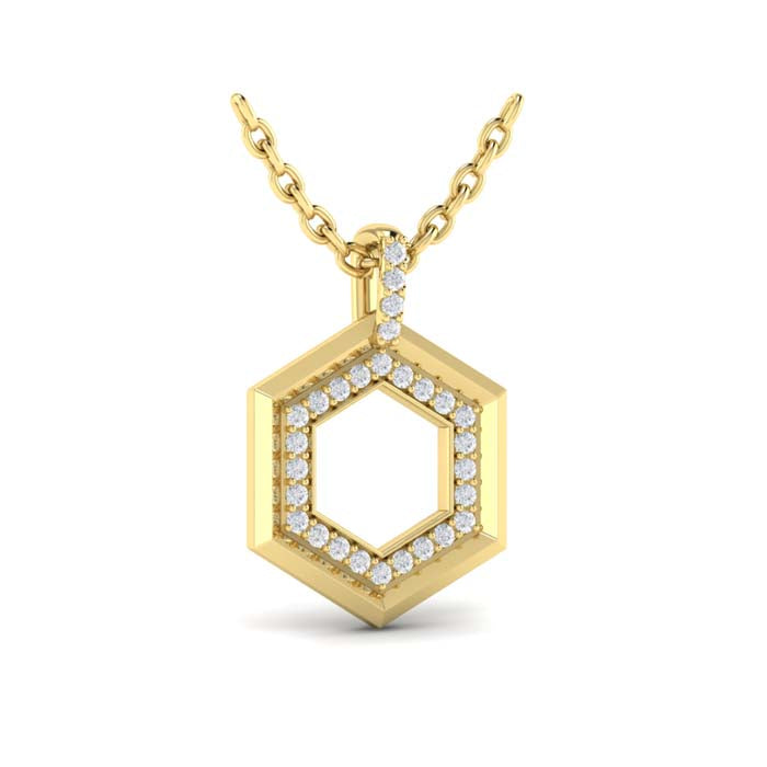 Vlora Serafina Diamond Open Honeycomb Pendant Necklace in 14K Yellow Gold