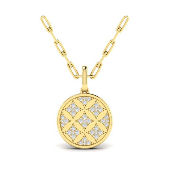 Vlora Amuleta Star Diamonds and Diamond Pendant Necklace in 14K Yellow Gold