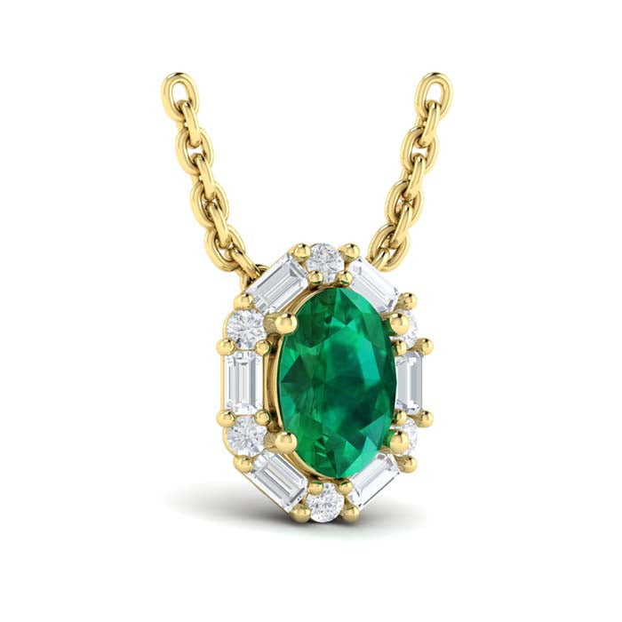 Vlora Adella Emerald and Diamond Pendant Necklace in 14K Yellow Gold