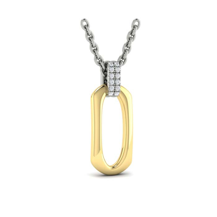 Vlora Reina Diamond Accent North South Open Oval Pendant Necklace in 14K Yellow Gold