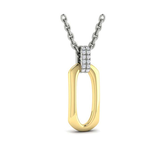 Vlora Reina Diamond Accent North South Open Oval Pendant Necklace in 14K Yellow Gold