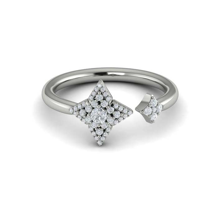 Vlora Diamond Open 4-Point Star Ring "Lucera Collection" in 14K White Gold