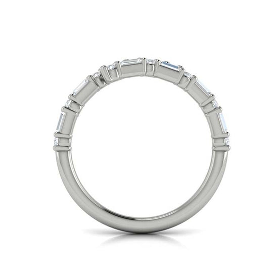 Vlora Karinia Open Bypass Baguette and Round Diamond Ring in 14K White Gold