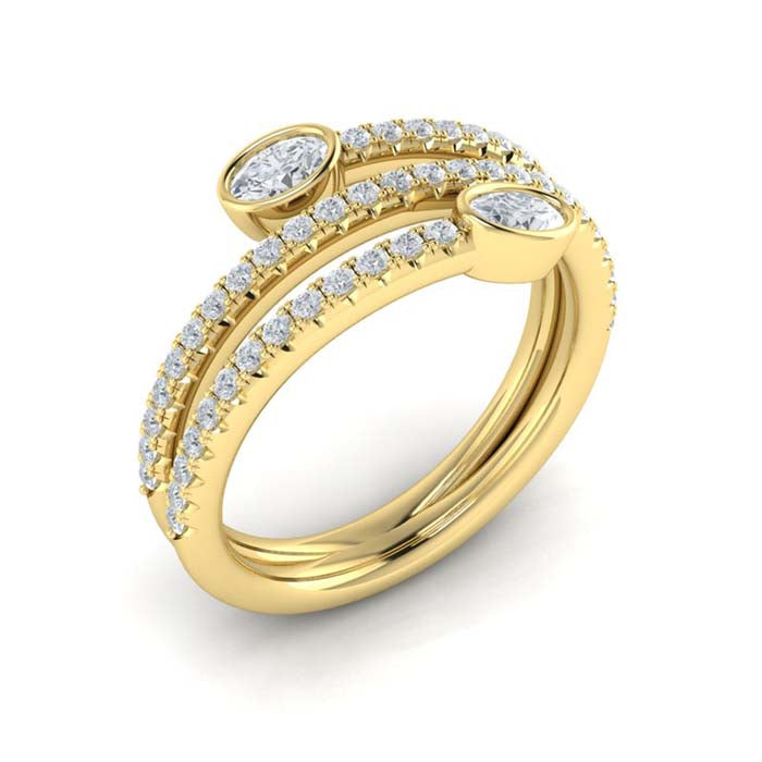 Vlora Sofia Three Row Oval Diamond Wrap Ring in 14K Yellow Gold