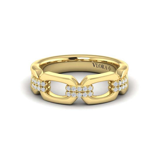 Vlora Reina Diamond Accent East-West Open Link Ring in 14K Yellow Gold