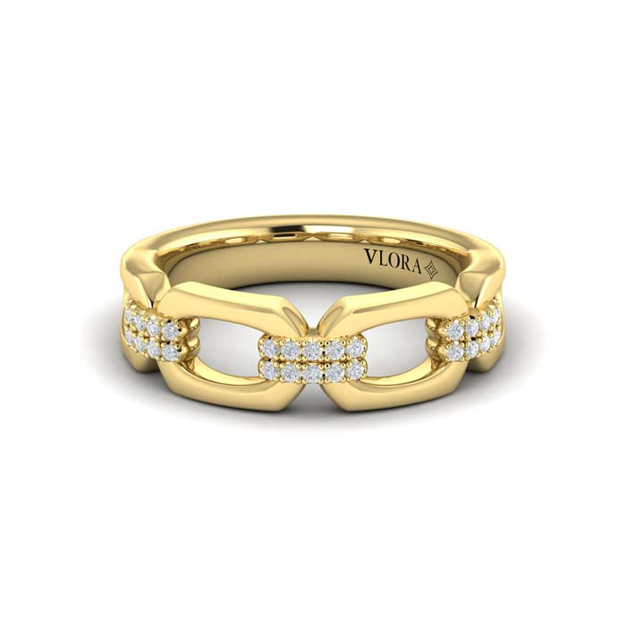 Vlora Reina Diamond Accent East-West Open Link Ring in 14K Yellow Gold