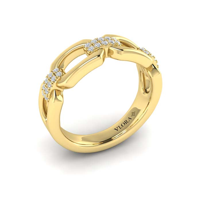 Vlora Reina Diamond Accent East-West Open Link Ring in 14K Yellow Gold