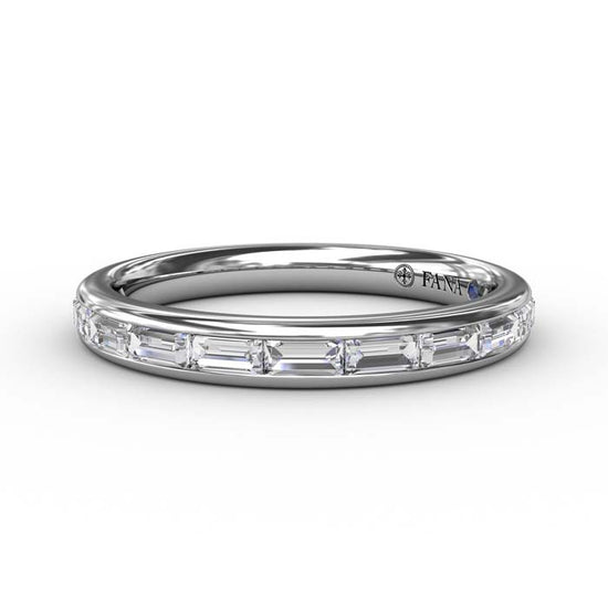 Fana .72CT Diamond Wedding Band with Baguettes in 14K White Gold