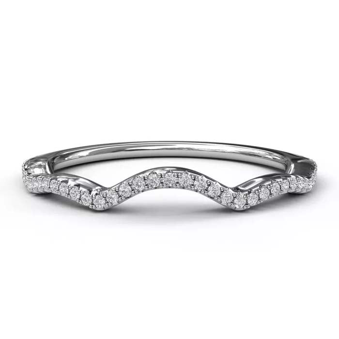 Fana Scalloped Wedding Band in 14K White Gold