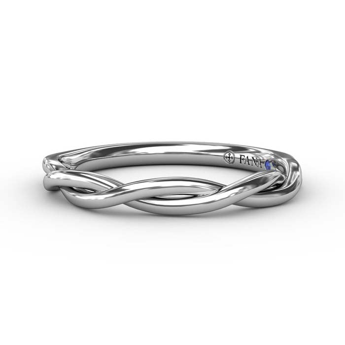 Fana Elegantly Twisted Wedding Band in 14K White Gold