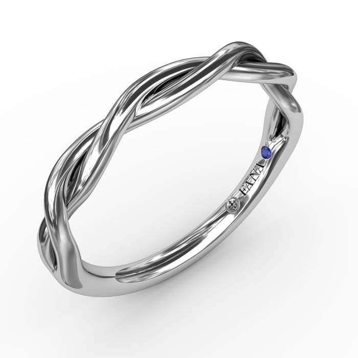 Fana Elegantly Twisted Wedding Band in 14K White Gold