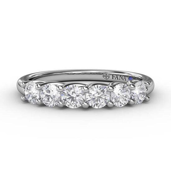 Fana 6-Stone Shared Prong Wedding Band in 14K White Gold