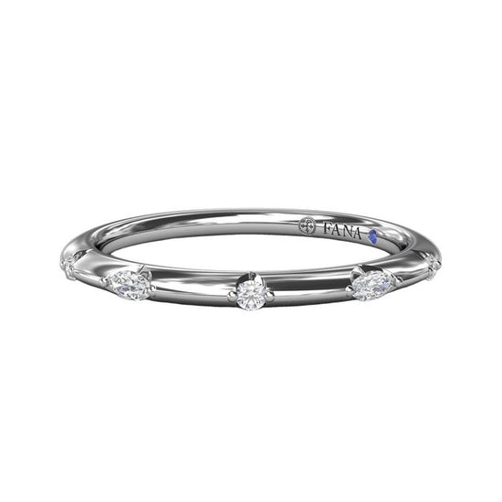 Fana Captivating Raindrop Diamond Wedding Band in 14K White Gold