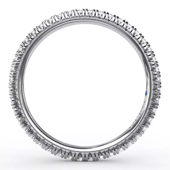 Fana Delicate Modern Pave' Eternity Band in 14K White Gold