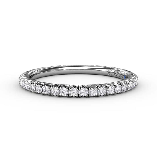 Fana Delicate Modern Pave' Eternity Band in 14K White Gold