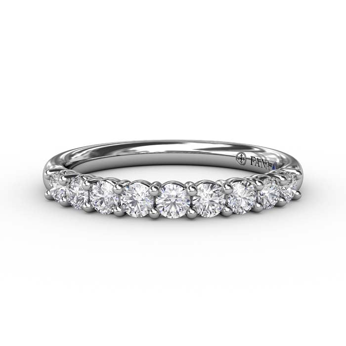 Fana Shared Prong Diamond Wedding Band in 14K White Gold