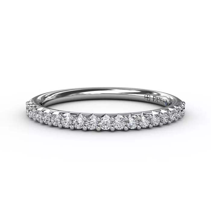 Fana Delicate Shared Prong Wedding Band in 14K White Gold