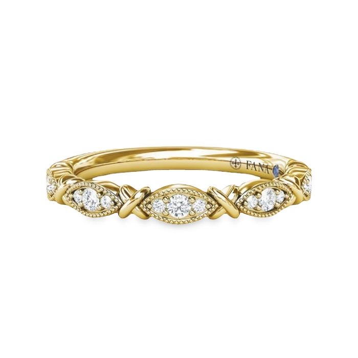 Fana Marquise Milgrain Diamond Wedding Band in 14K Yellow Gold