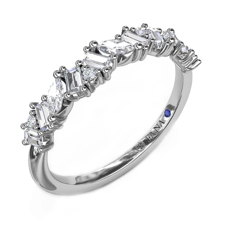 Fana Mixed Shape Diamond Wedding Band in 14K White Gold