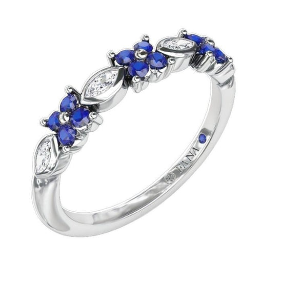 Fana Sapphire and Diamond Wedding Band in 14K White Gold