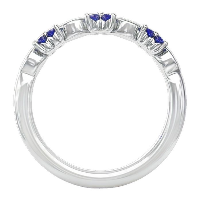 Fana Sapphire and Diamond Wedding Band in 14K White Gold