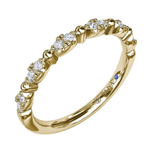 Fana Floating Shared Prong Diamond Wedding Band in 14K Yellow Gold