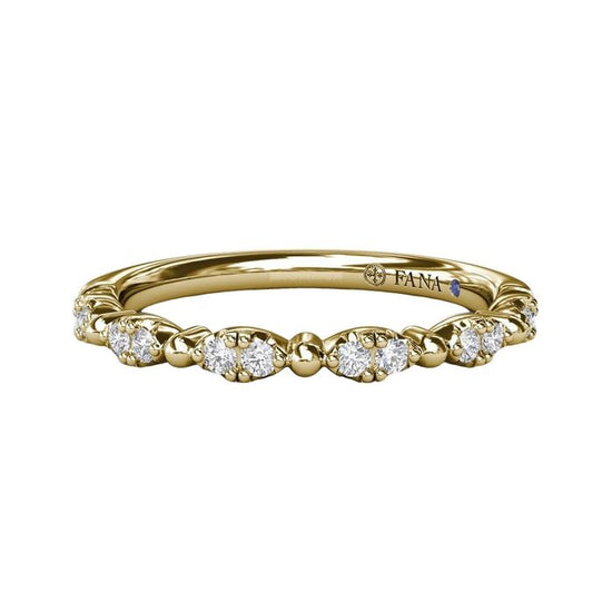 Fana Floating Shared Prong Diamond Wedding Band in 14K Yellow Gold