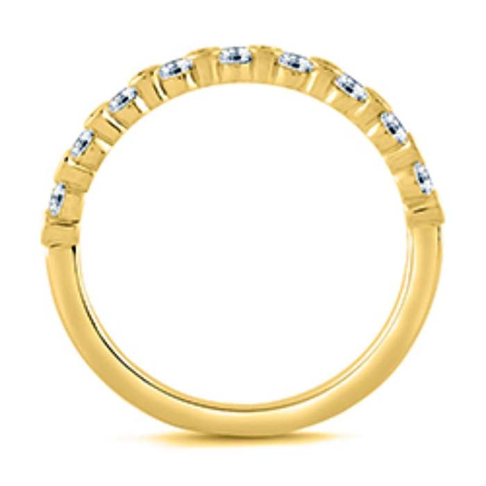 A. Jaffe Alternating Bezel Set Wedding Band in 14K Yellow Gold