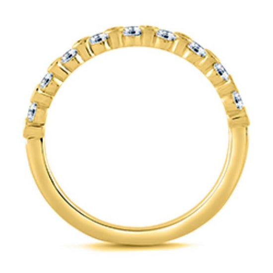 A. Jaffe Alternating Bezel Set Wedding Band in 14K Yellow Gold