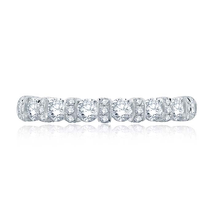 A Jaffe Diamond Collar Accent Half Circle Wedding Band in 14K White Gold