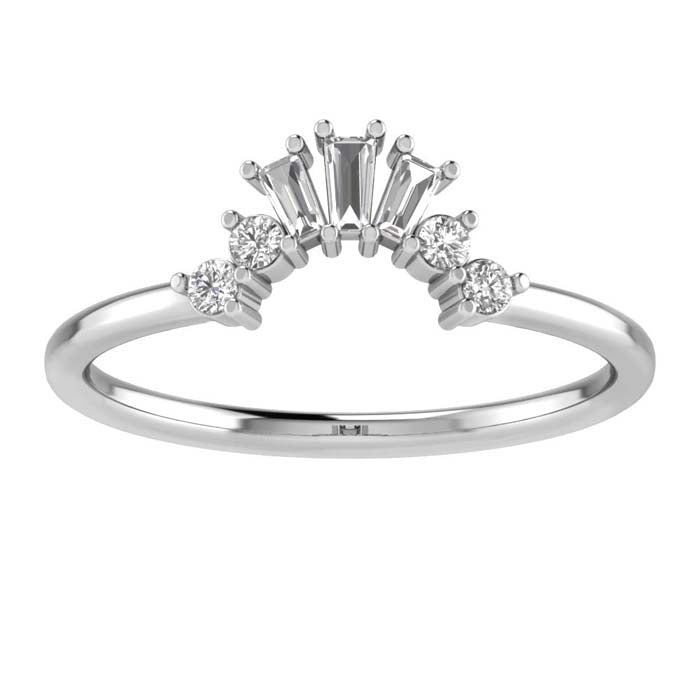 True Romance Baguette Crown Tiara Wedding Band in 14K White Gold