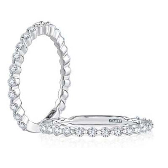 A. Jaffe Single Shared Prong Wedding Band in 14K White Gold