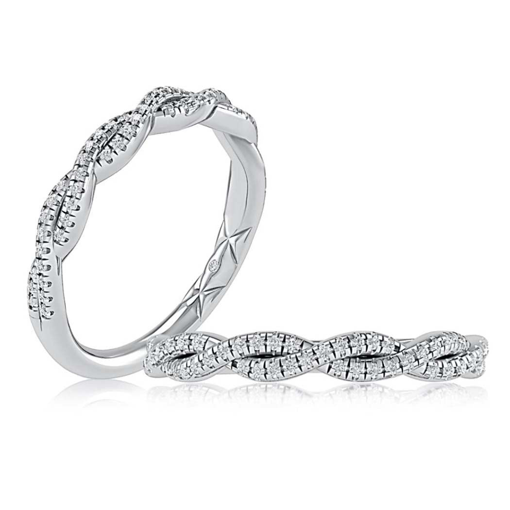 A. Jaffe Twist Diamond Wedding Band in 14K White Gold